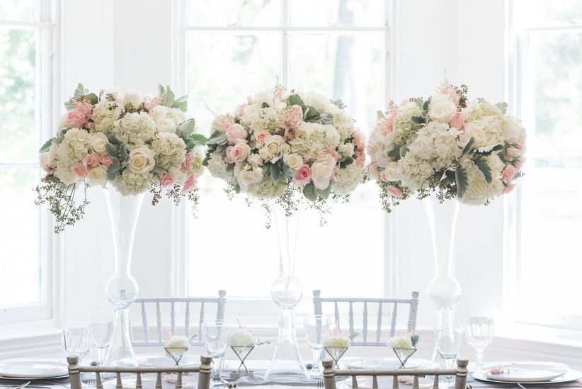 Centerpieces are a big part of the floral decor for your wedding reception